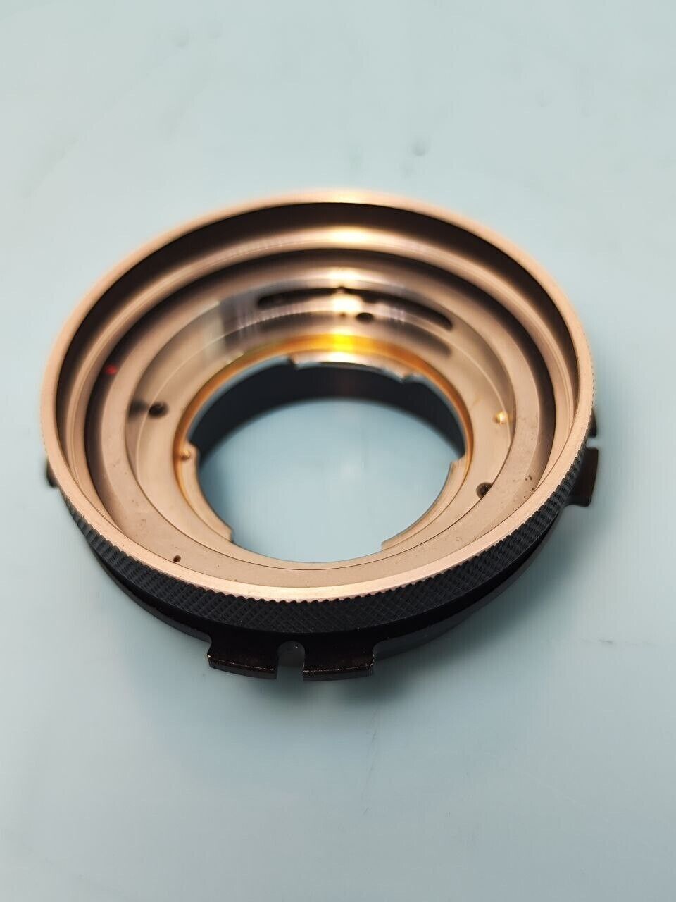 Custom adapter for use on Russian Rubin-1 zoom lens. M42 + Arri PL.