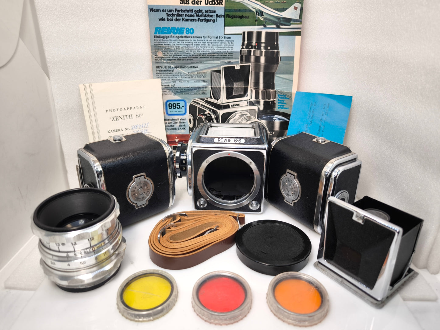 Absolutely RARE Revue 6•6 CLA 6x6 camera collectors item Salut Zenith-80 EXPORT Kiev-88 USSR