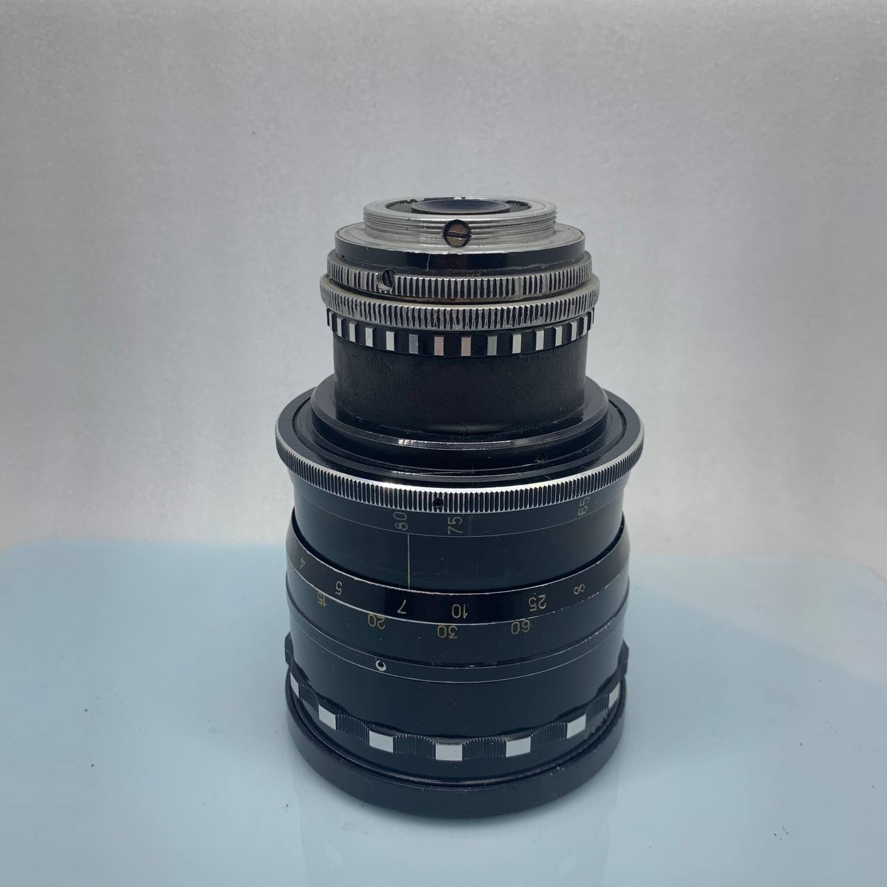Custom adapter for use on Russian Rubin-1 zoom lens. M42 + Arri PL.