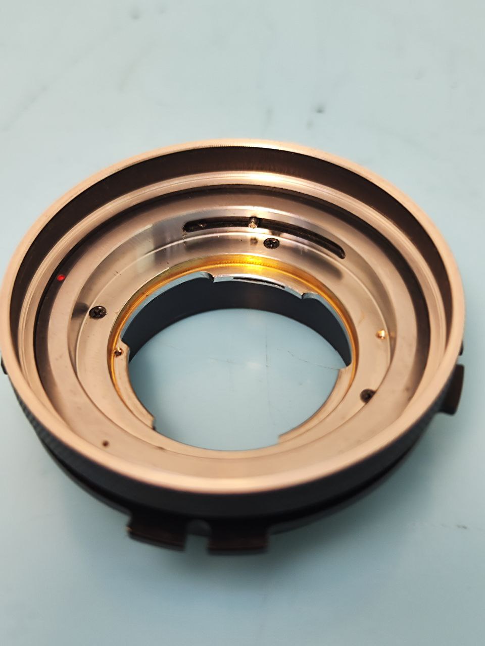 Custom adapter for use on Russian Rubin-1 zoom lens. M42 + Arri PL.