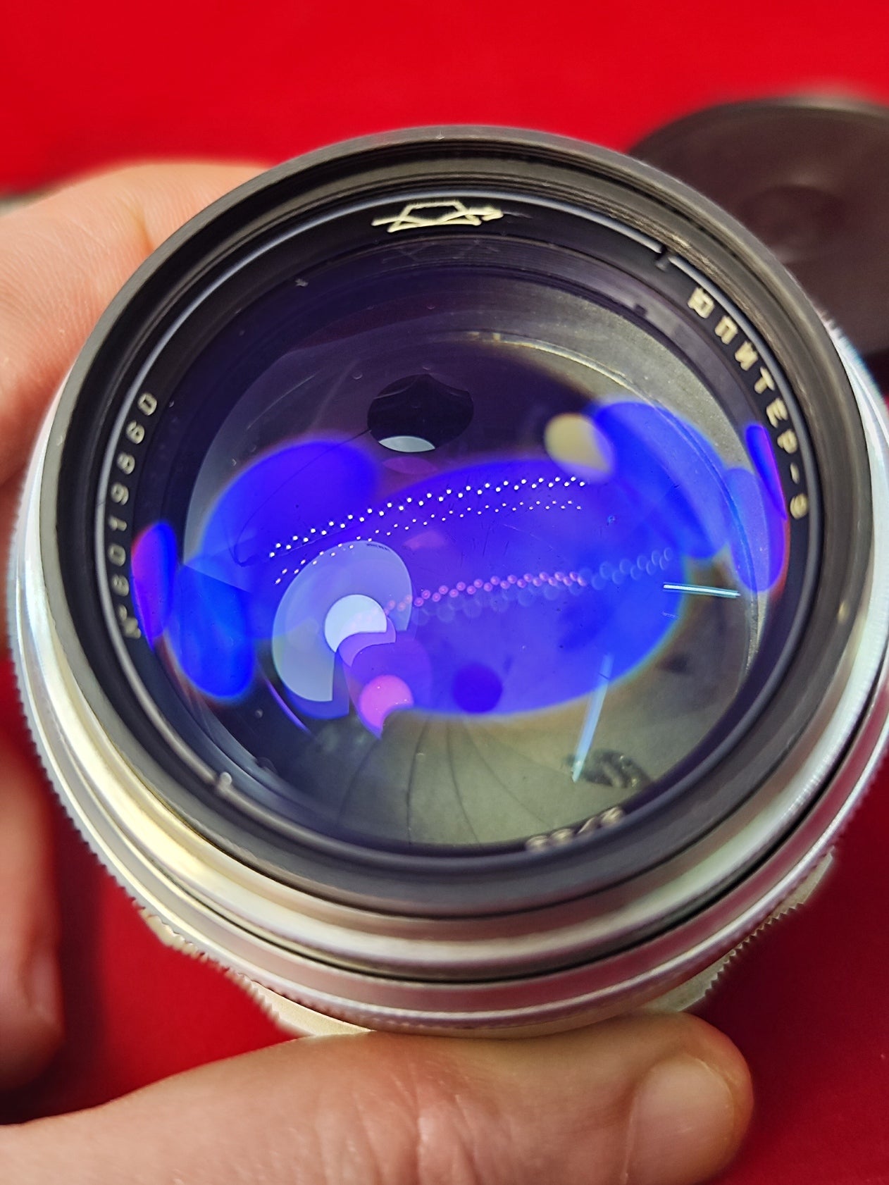Early 1960 KMZ silver Jupiter-9 85mm f/2 SLR portrait lens M39 M42