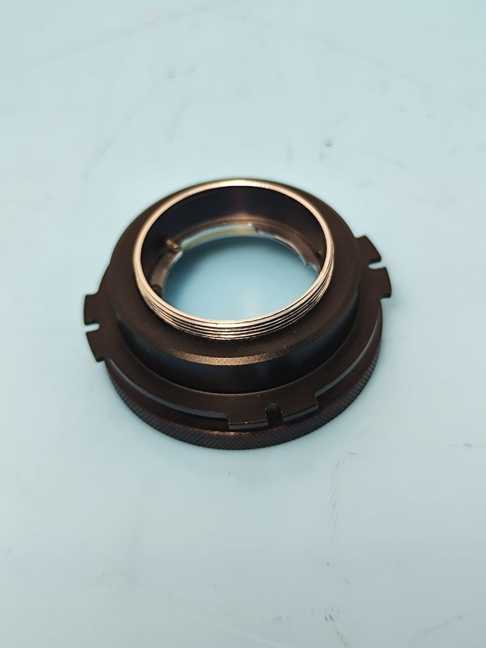 Custom adapter for use on Russian Rubin-1 zoom lens. M42 + Arri PL.