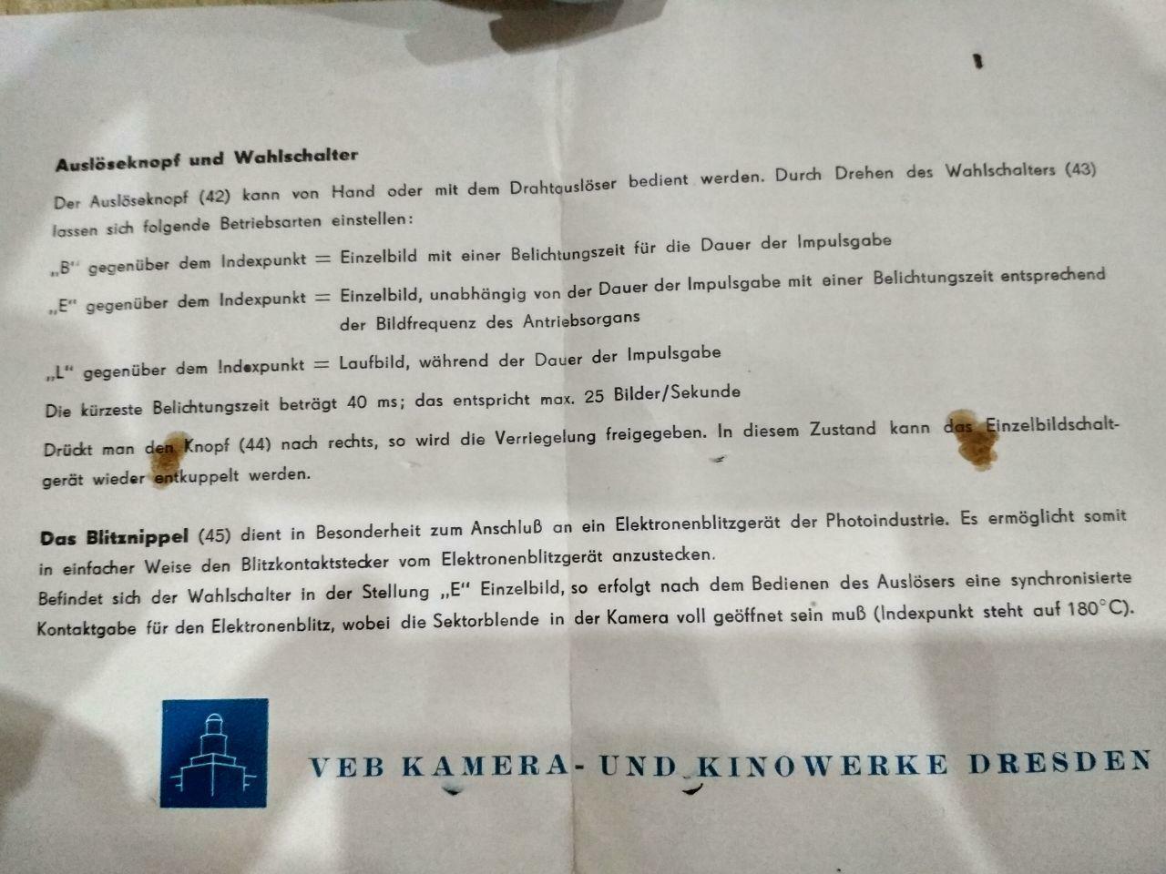 Pentaflex 16 AK16 Pentacon Single Image Switching Einzelbildschaltgerät TESTED