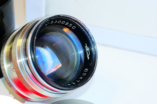 Early 1951 JUPITER-3 1.5/50 KMZ SILVER  portrait RF M39 LTM Leica Mount Red P