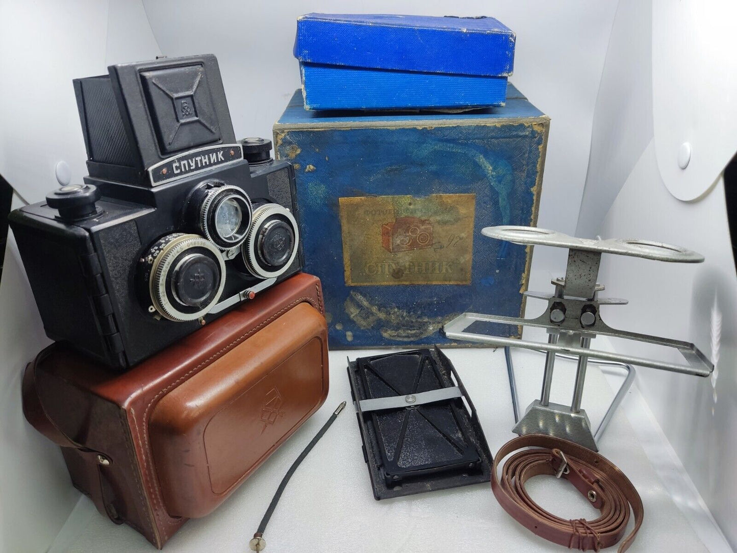 Sputnik + Stereo Kit FULL SET Stereoscopic 6x6 TLR Twin Lens Reflex Lomo Camera very rare